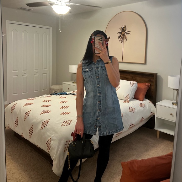 REVOLVE A brand lula Denim Mini Dress size medium worn - Picture 2 of 4